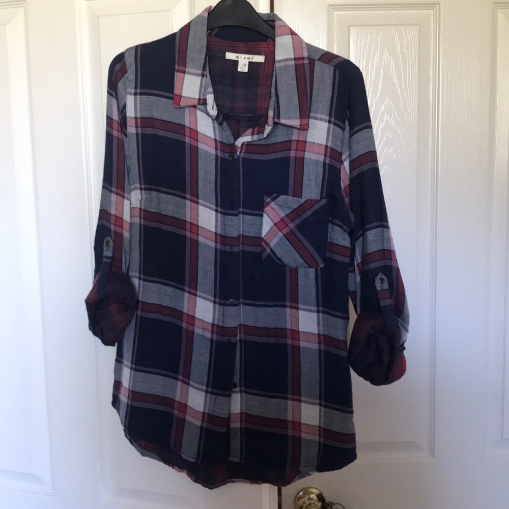 Miami Navy Blue, red, and white flannel